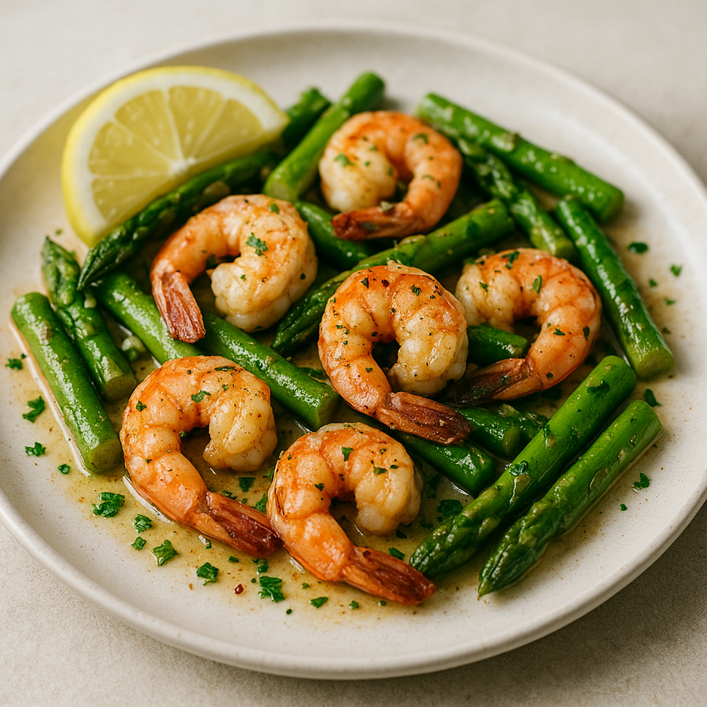 Garlic Butter Shrimp and Asparagus Skillet Dinner
