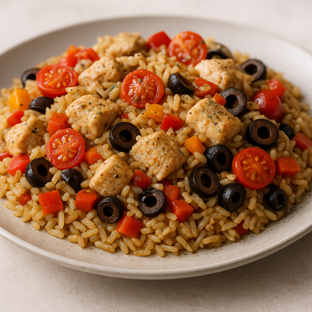Mediterranean Chicken and Rice Skillet