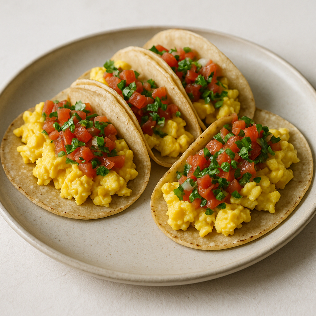 Savory Breakfast Tacos with Scrambled Eggs and Salsa