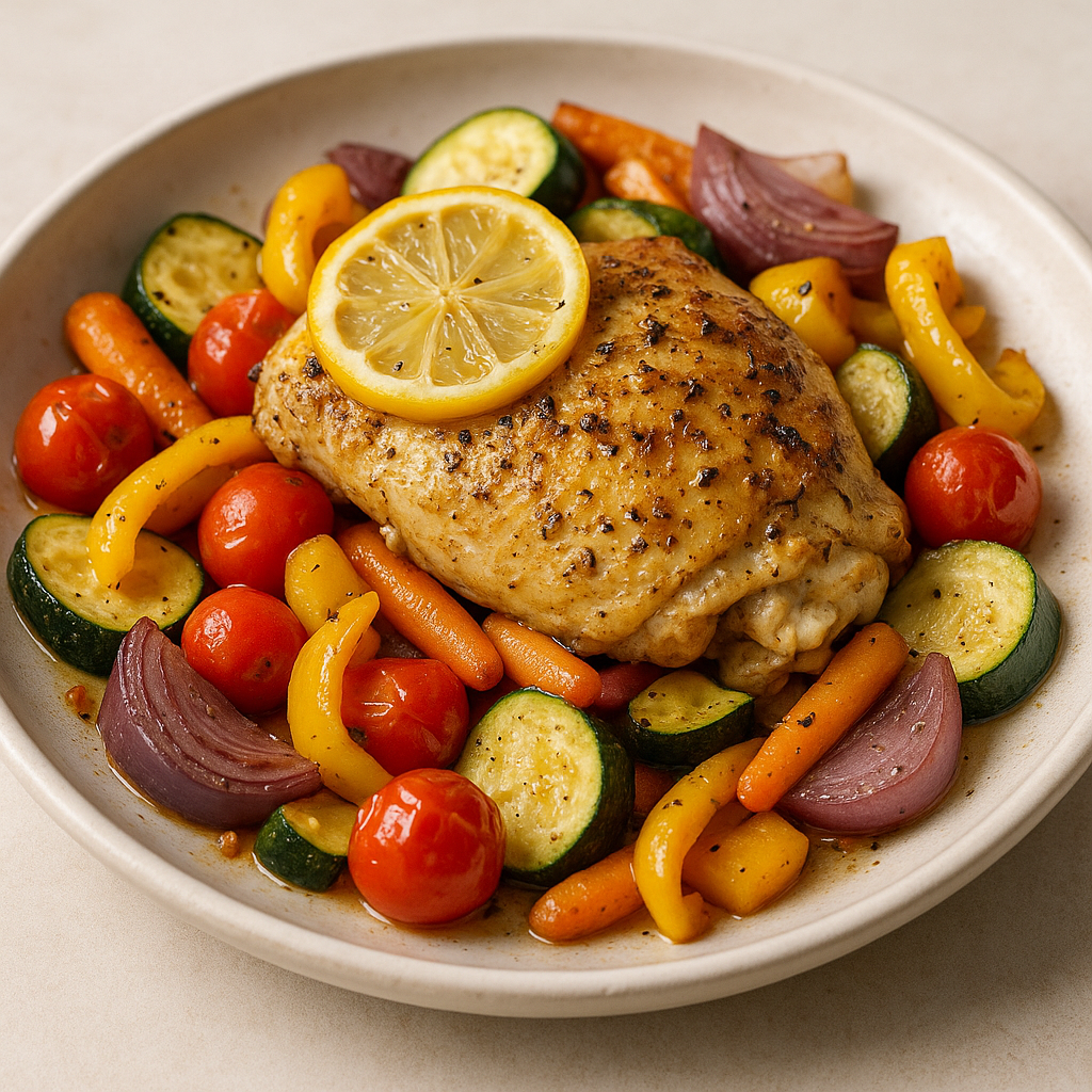 Sheet Pan Lemon Garlic Chicken with Seasonal Vegetables