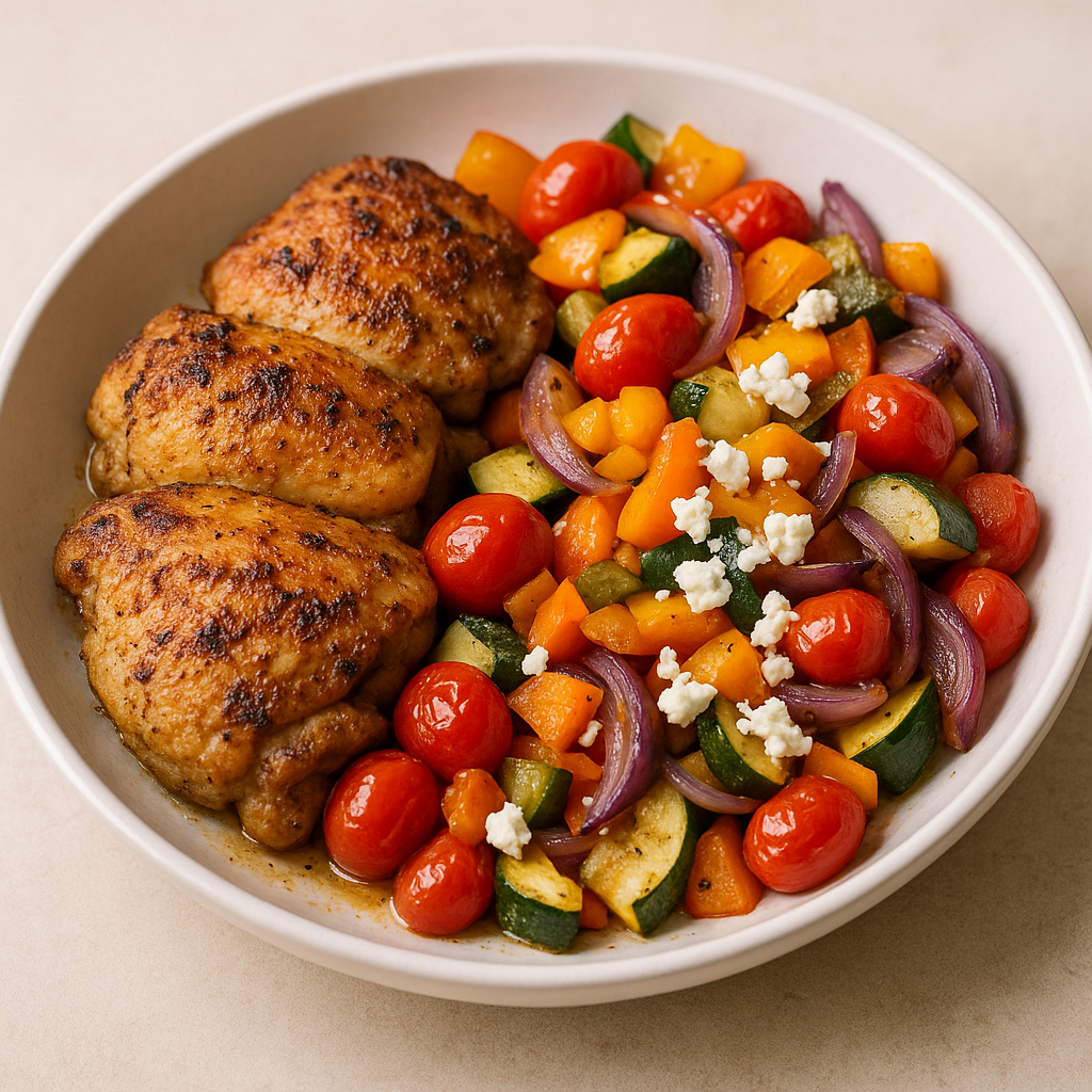 Sheet Pan Mediterranean Chicken Bowl with Roasted Vegetables