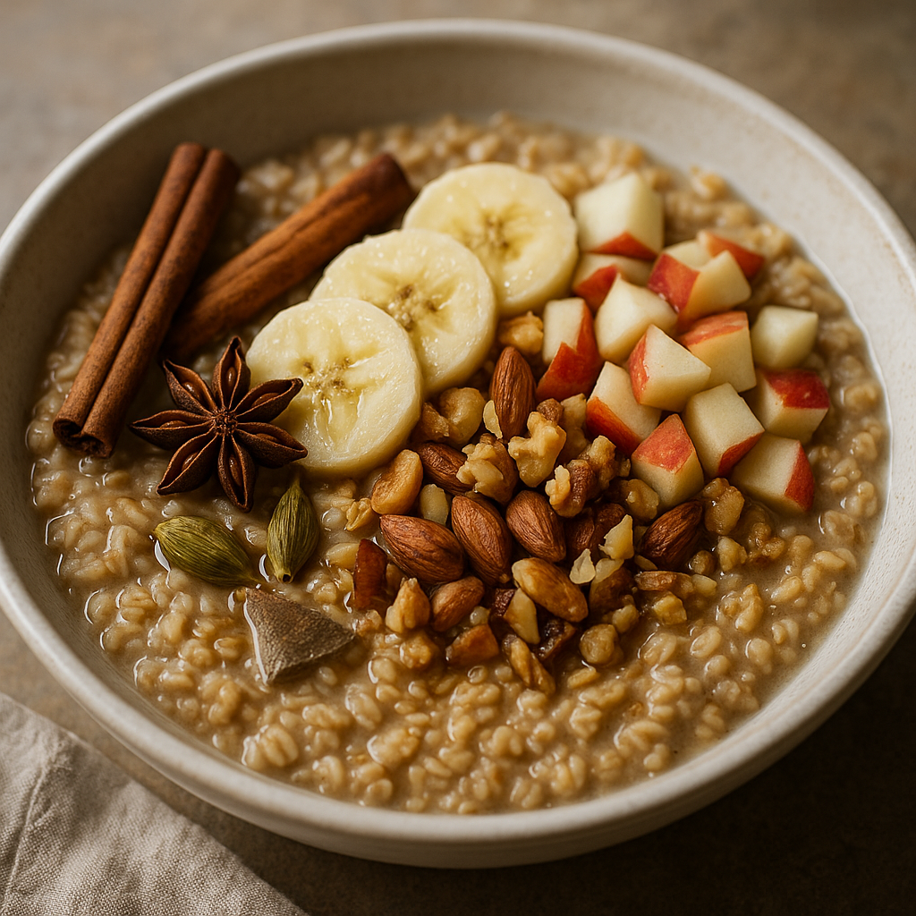 Spiced Chai Oatmeal with Fruits and Nuts
