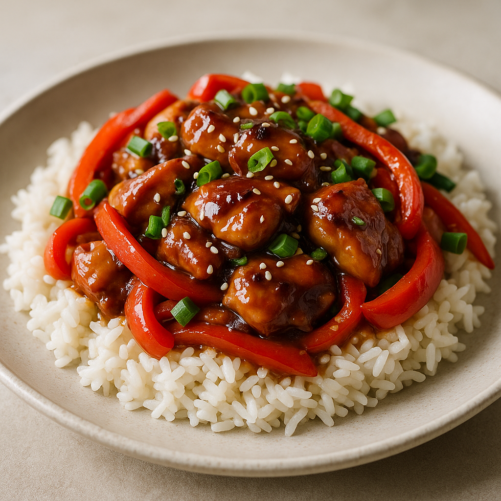 Delicious Teriyaki Chicken Rice Bowls served in a bowl.